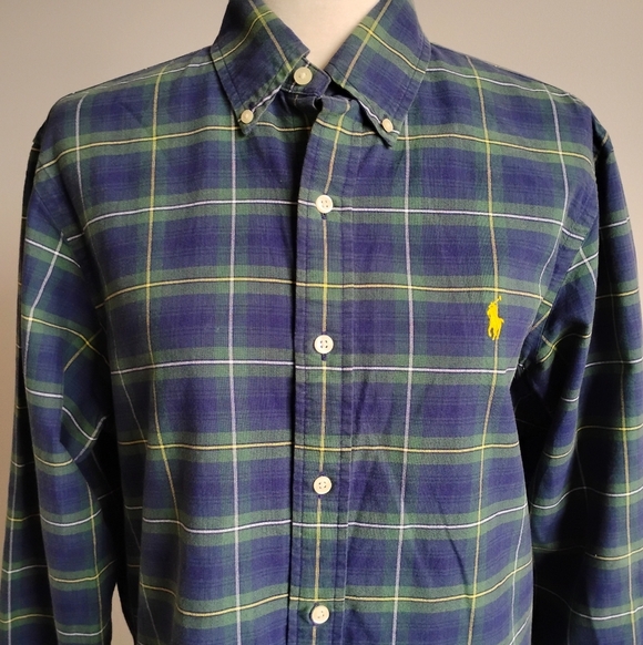 Ralph Lauren Oxford Cloth Preppy Button Down Shirt Blue Plaid Classic Size Med - Picture 3 of 12